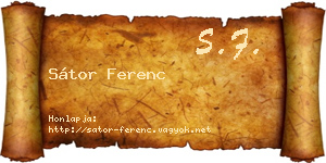 Sátor Ferenc névjegykártya